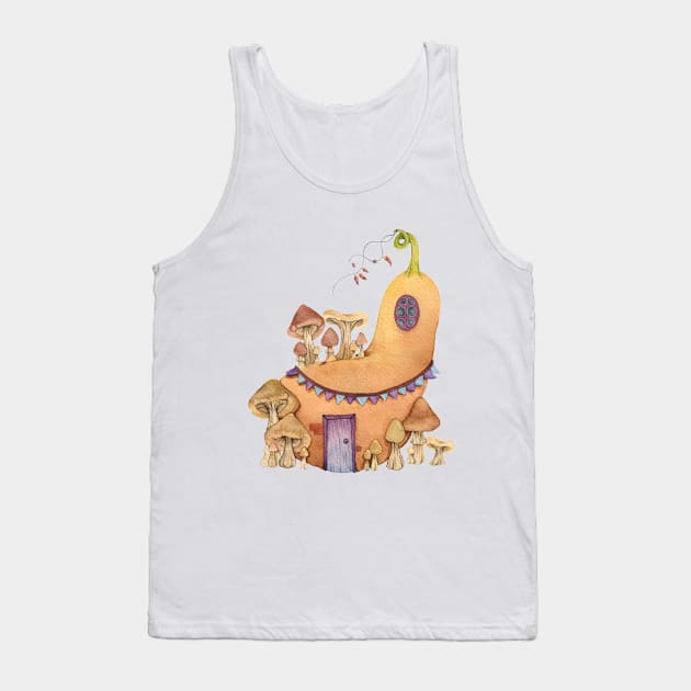 Pumpkin House with Mushrooms Tank Top by Pearl and Plam